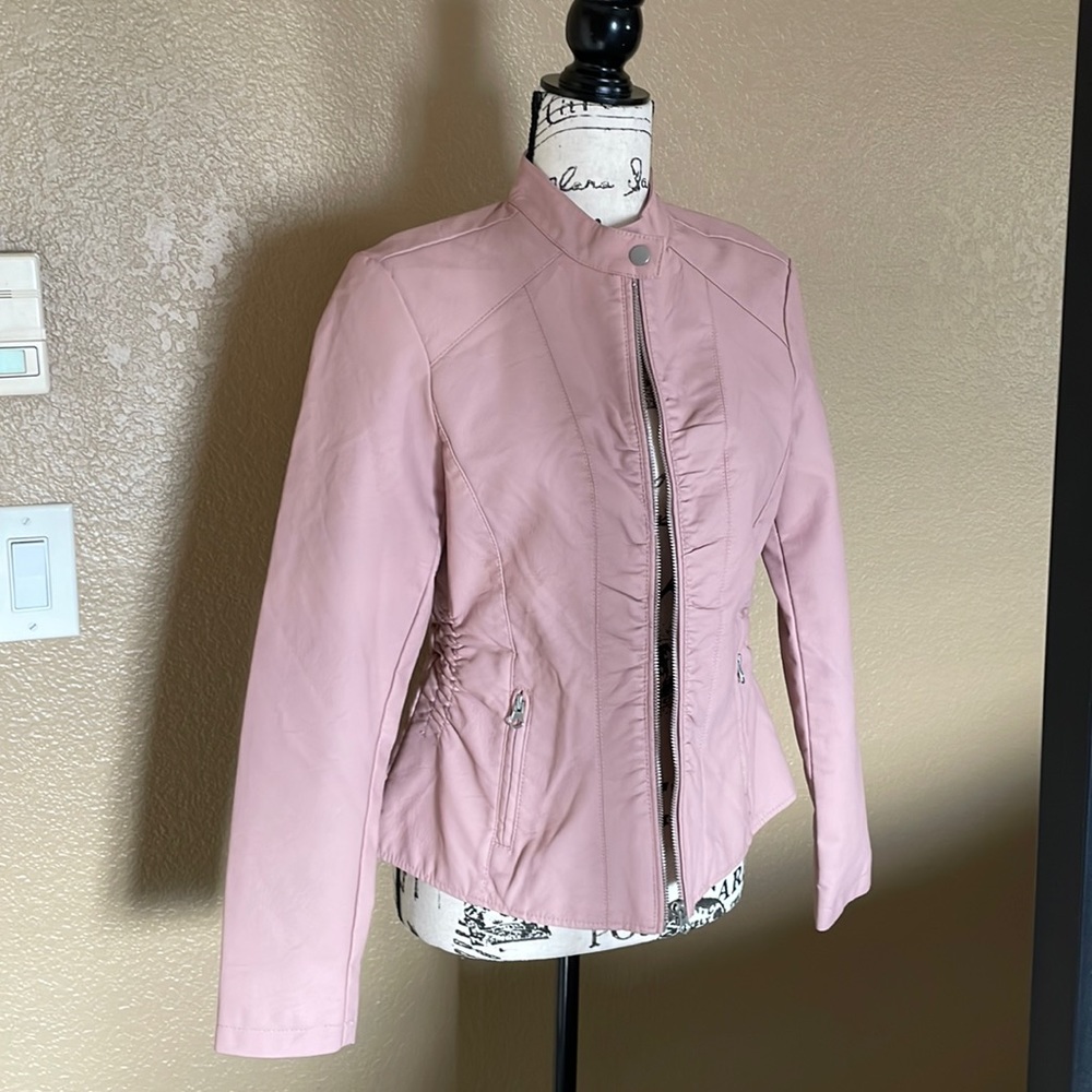 Baby Pink Faux Leather Jacket